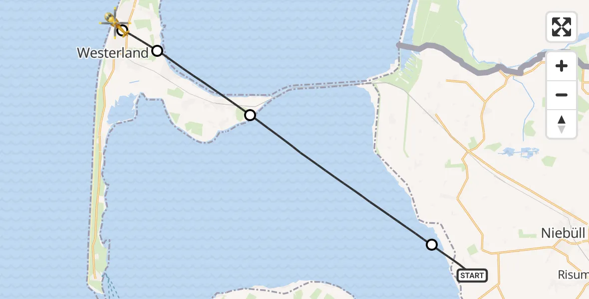 Flugroute Rettungshubschrauber Galmsbüll - Sylt, 29 Mai 2026, 19:49