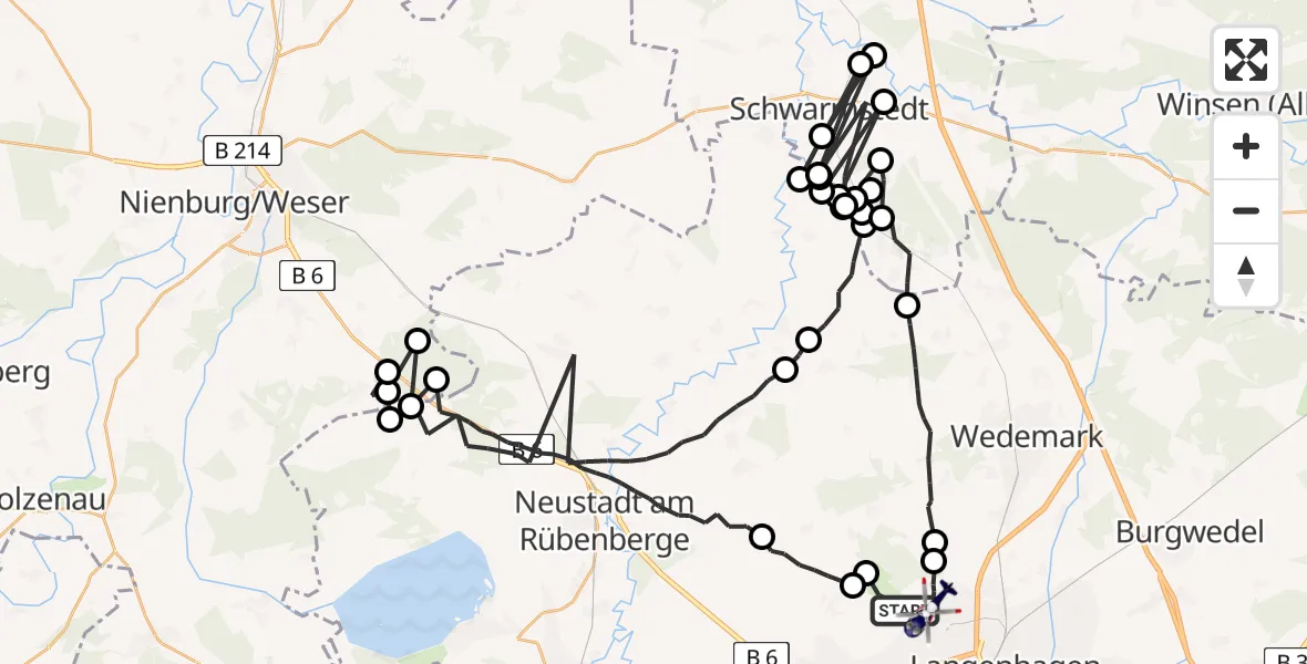 Flugroute Polizeihubschrauber Flughafen Hannover - Flughafen Hannover, 30 Mai 2026, 00:25