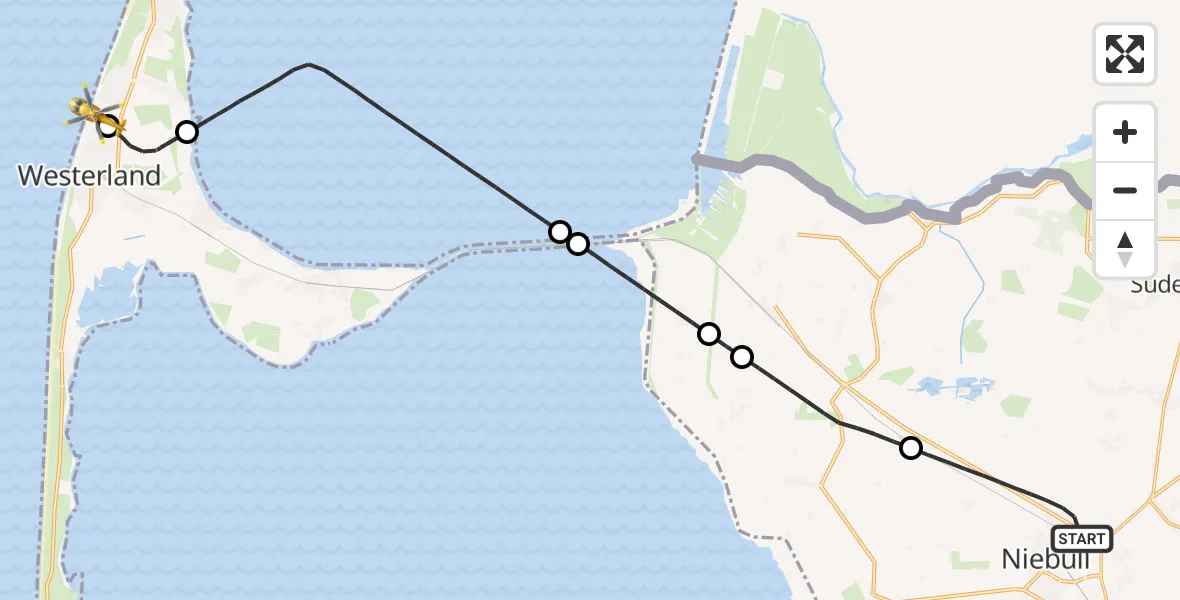 Flugroute Rettungshubschrauber Niebüll - Sylt, 30 Mai 2026, 05:52