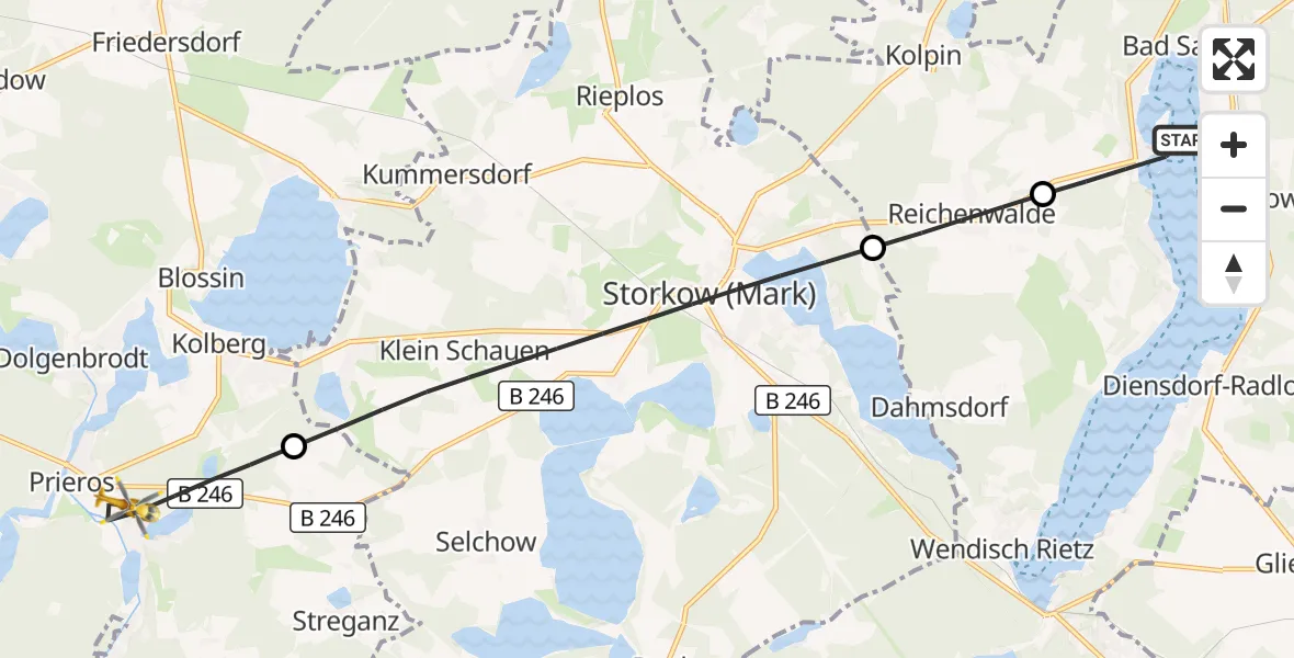 Flugroute Rettungshubschrauber Bad Saarow - Heidesee, 30 Mai 2026, 06:07