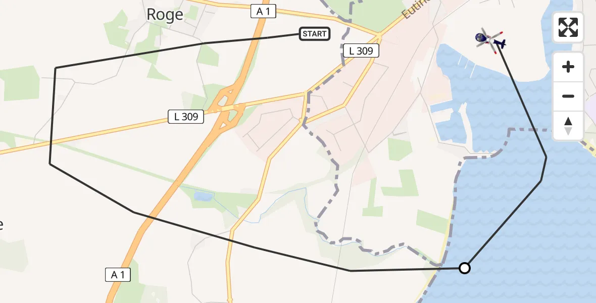 Flugroute Polizeihubschrauber Sierksdorf - Neustadt in Holstein, 30 Mai 2026, 07:25