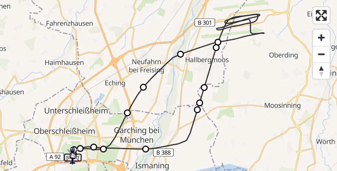 Flugroute Polizeihubschrauber Oberschleißheim - Oberschleißheim, 30 Mai 2026, 07:28