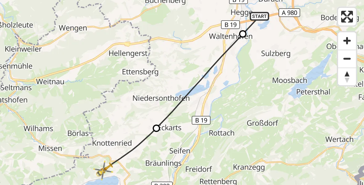 Flugroute Rettungshubschrauber Sulzberg - Immenstadt i.Allgäu, 30 Mai 2026, 08:02