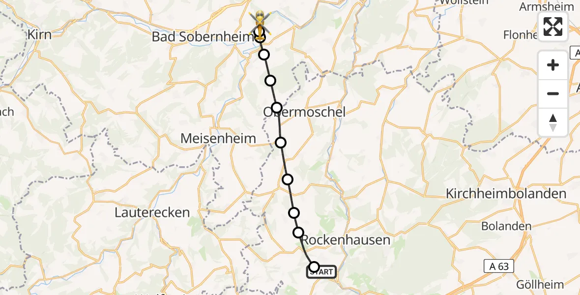 Flugroute Rettungshubschrauber Imsweiler UL - Boos, 30 Mai 2026, 08:10