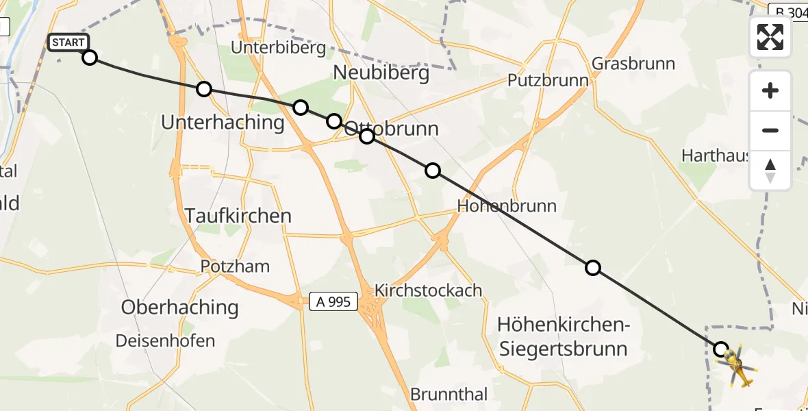 Flugroute Rettungshubschrauber ADAC Air Rescue Center Hubschrauberlandeplatz (Christoph 1) - Egmating, 30 Mai 2026, 08:17