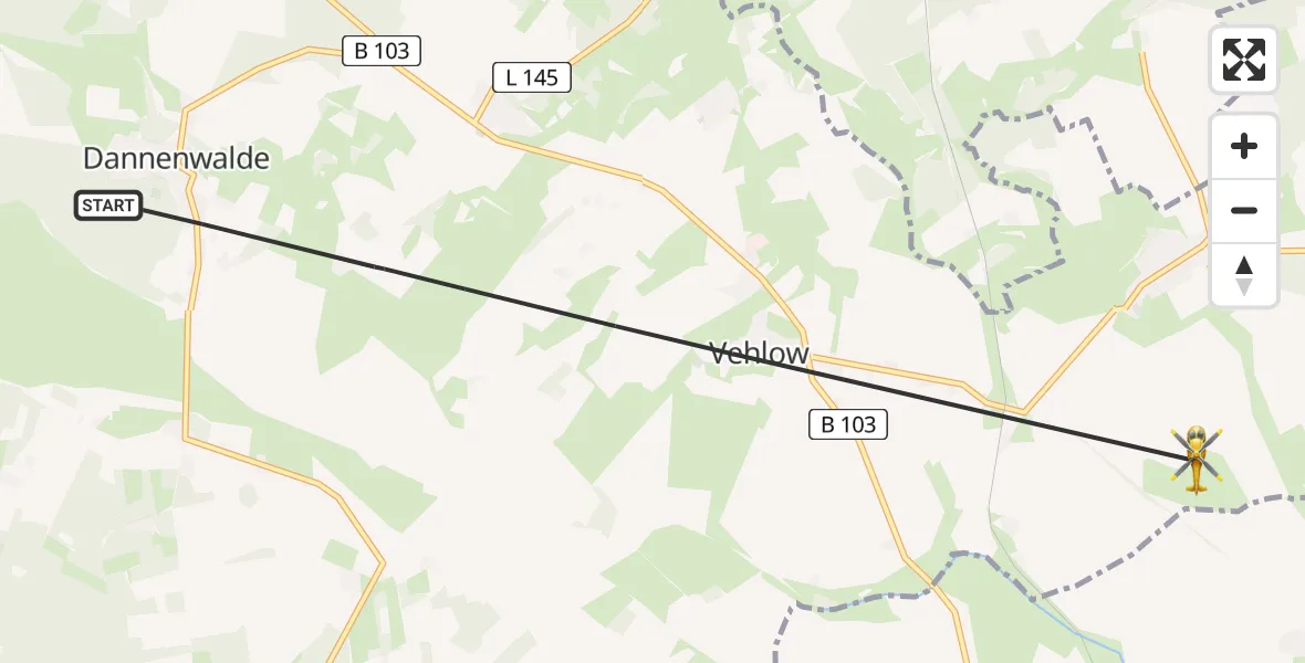 Flugroute Rettungshubschrauber Gumtow - Gumtow, 30 Mai 2026, 09:32