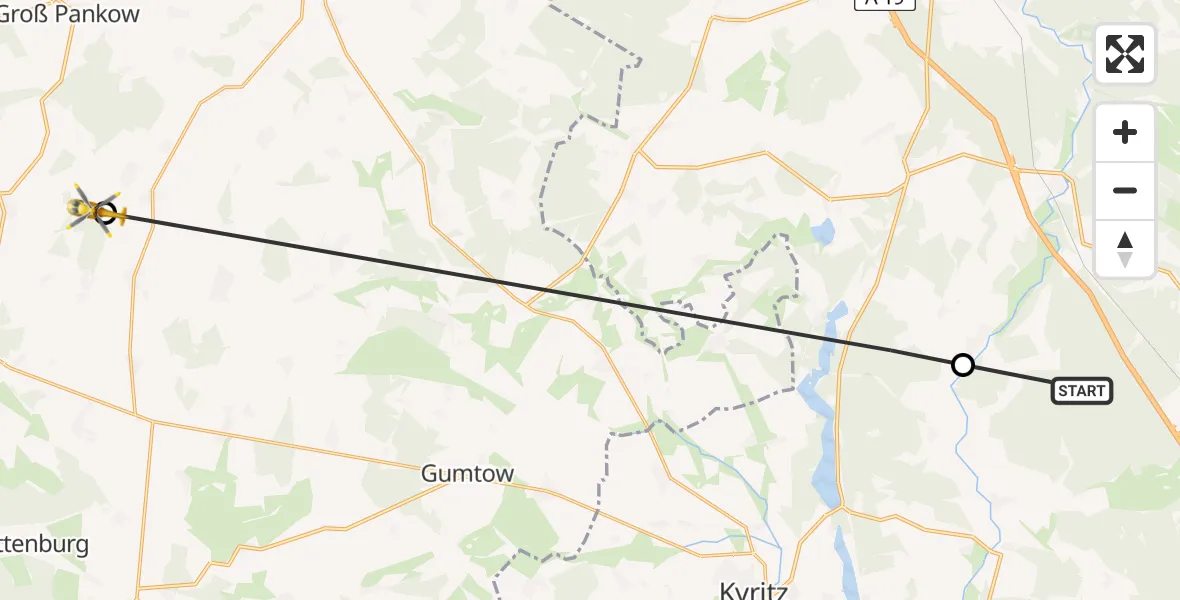 Flugroute Rettungshubschrauber Temnitzquell - Groß Pankow (Prignitz), 30 Mai 2026, 10:10