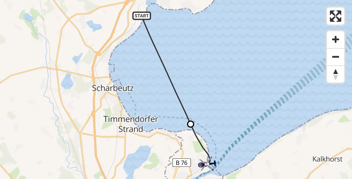 Flugroute Polizeihubschrauber Sierksdorf - Lübeck, 30 Mai 2026, 10:18