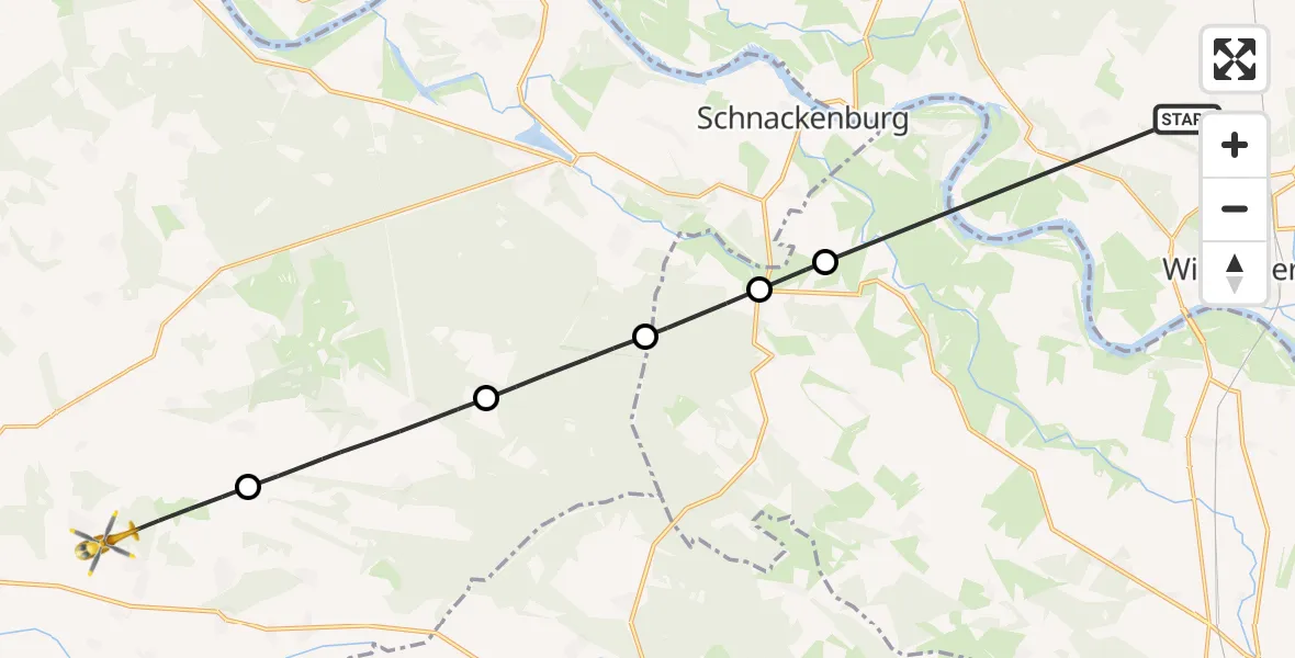 Flugroute Rettungshubschrauber Wittenberge - Lemgow, 30 Mai 2026, 10:49