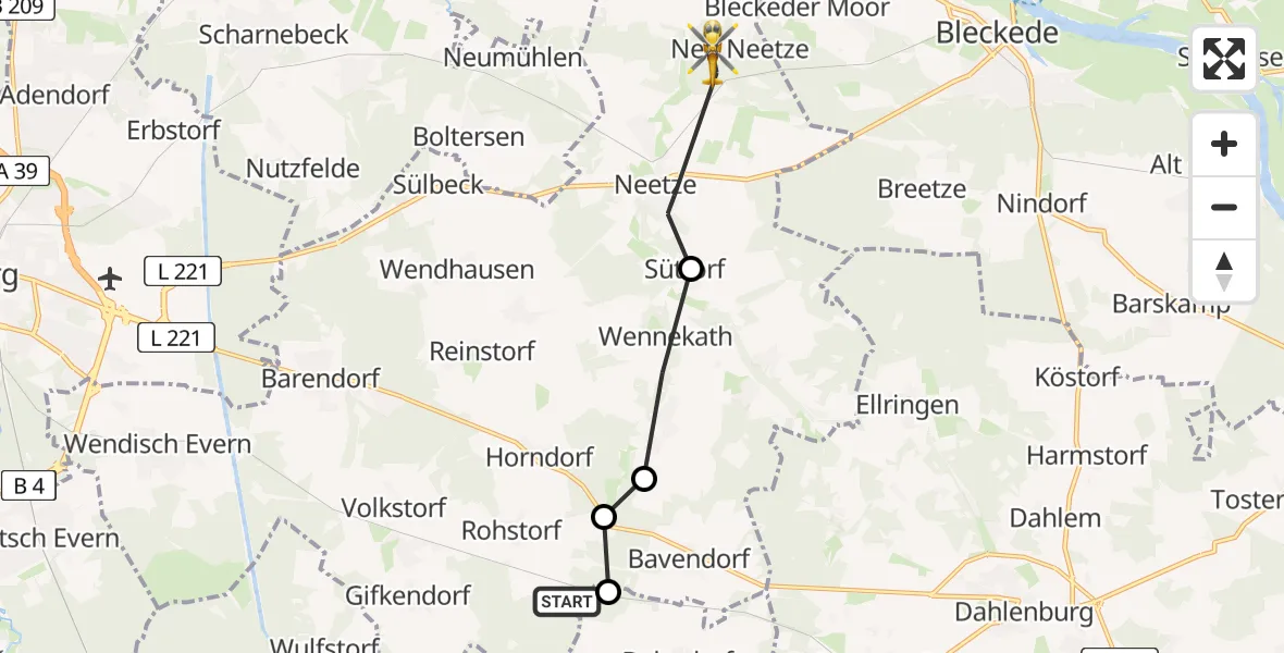 Flugroute Rettungshubschrauber Vastorf - Neetze, 30 Mai 2026, 10:56