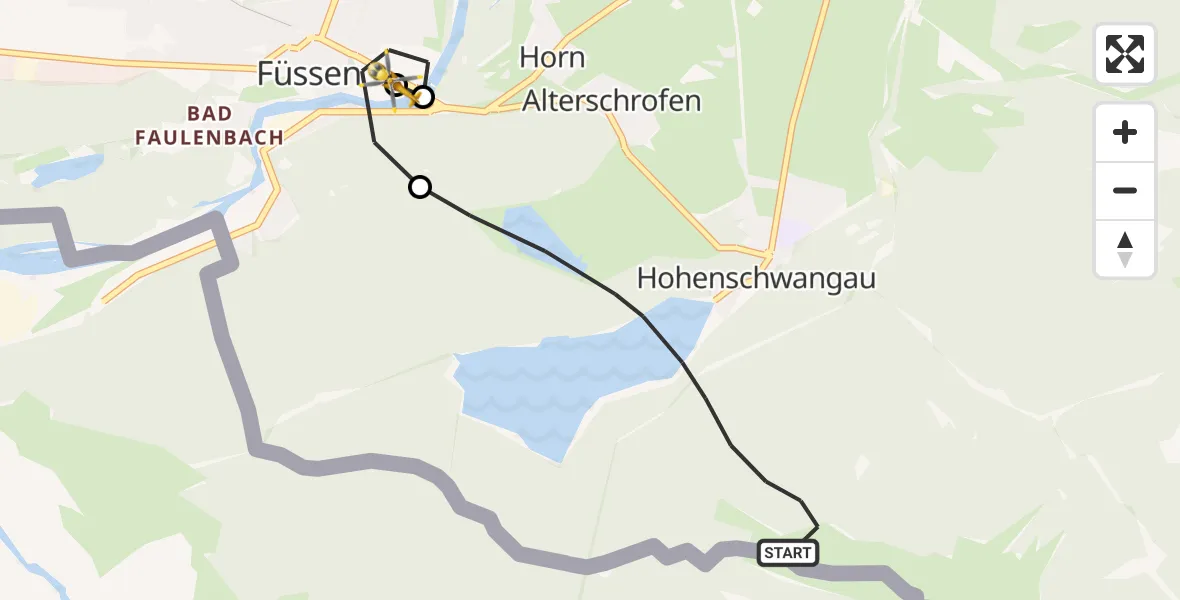 Flugroute Rettungshubschrauber Schwangau - Füssen, 30 Mai 2026, 11:06