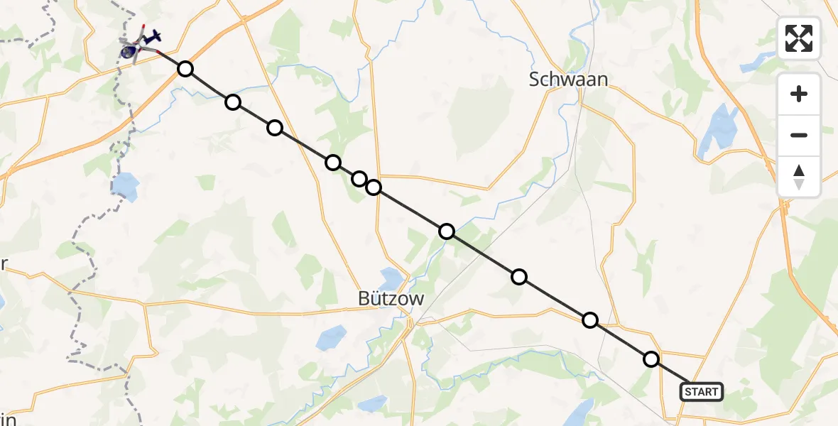 Flugroute Polizeihubschrauber Güstrow - Satow, 30 Mai 2026, 11:11