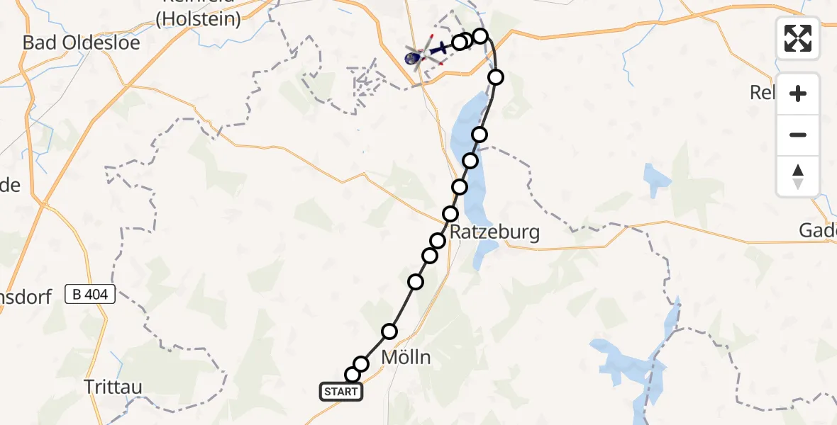 Flugroute Polizeihubschrauber Breitenfelde - Lübeck Blankensee Flughafen, 30 Mai 2026, 12:02