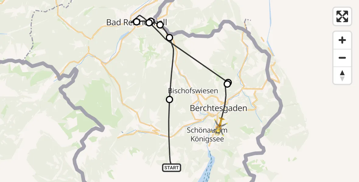 Flugroute Rettungshubschrauber Ramsau b.Berchtesgaden - Schönau a.Königssee, 30 Mai 2026, 12:38