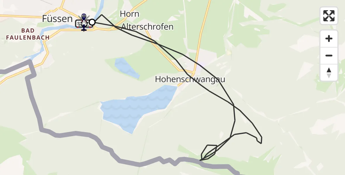 Flugroute Polizeihubschrauber Füssen - Füssen, 30 Mai 2026, 12:42