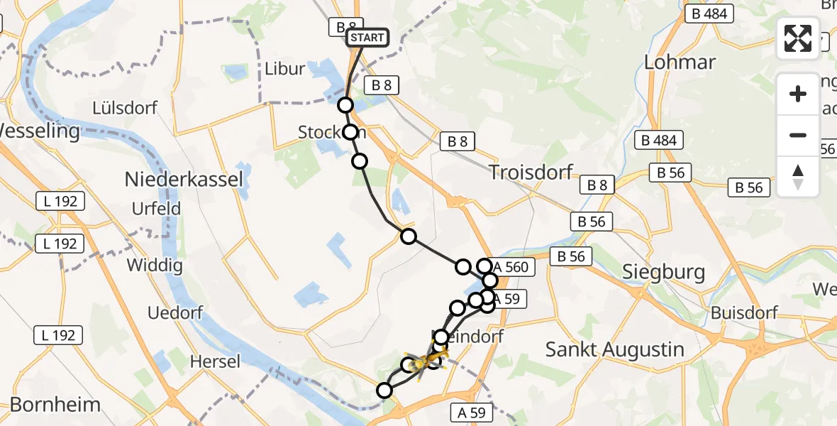 Flugroute Rettungshubschrauber Köln - Bonn, 30 Mai 2026, 14:23
