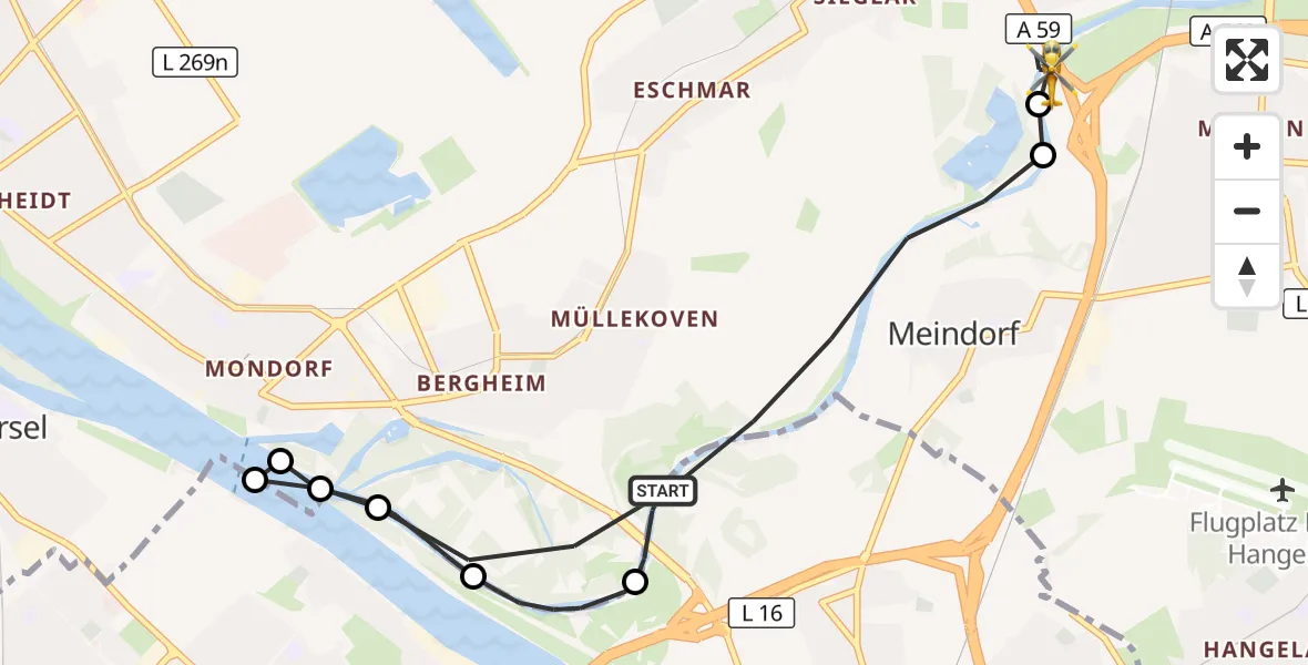 Flugroute Rettungshubschrauber Troisdorf - Troisdorf, 30 Mai 2026, 14:37