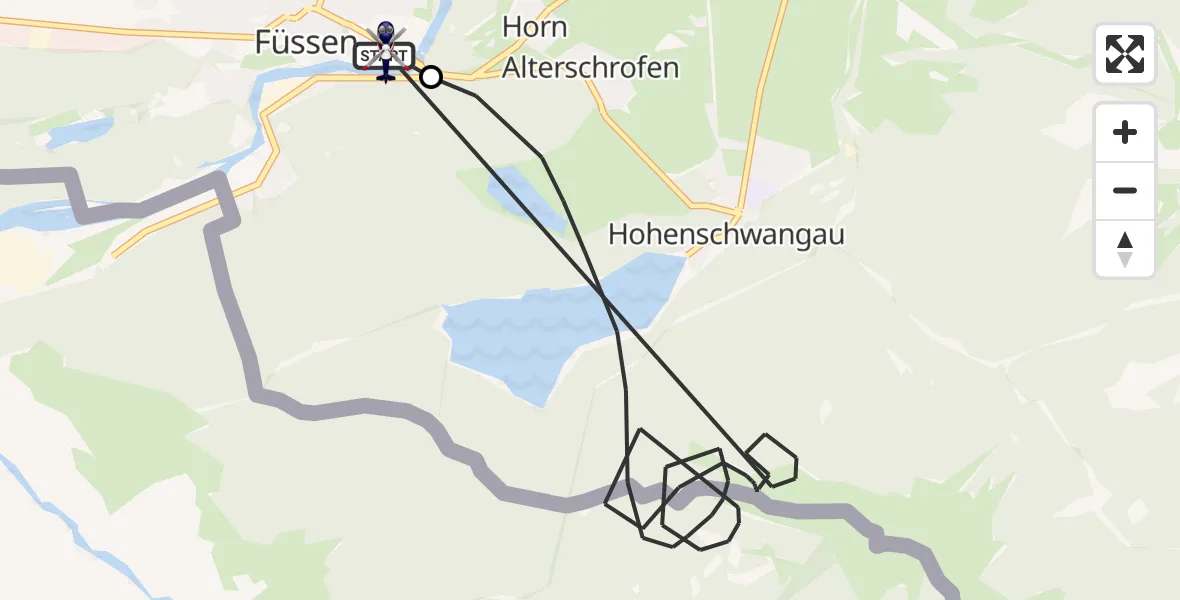 Flugroute Polizeihubschrauber Füssen - Füssen, 30 Mai 2026, 14:56