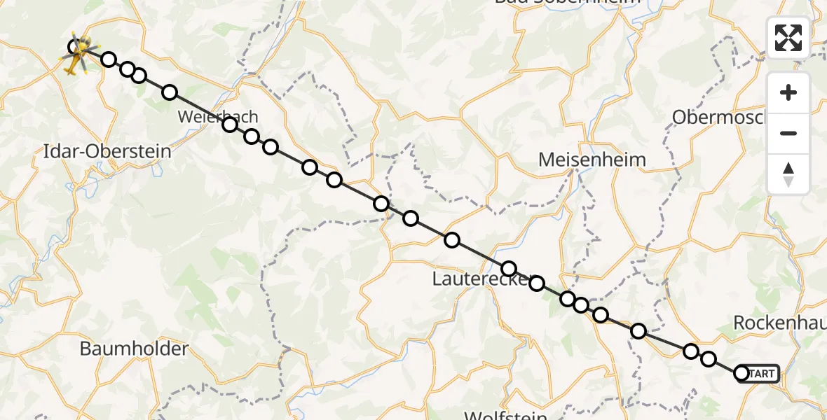 Flugroute Rettungshubschrauber Imsweiler UL - Veitsrodt, 30 Mai 2026, 15:26