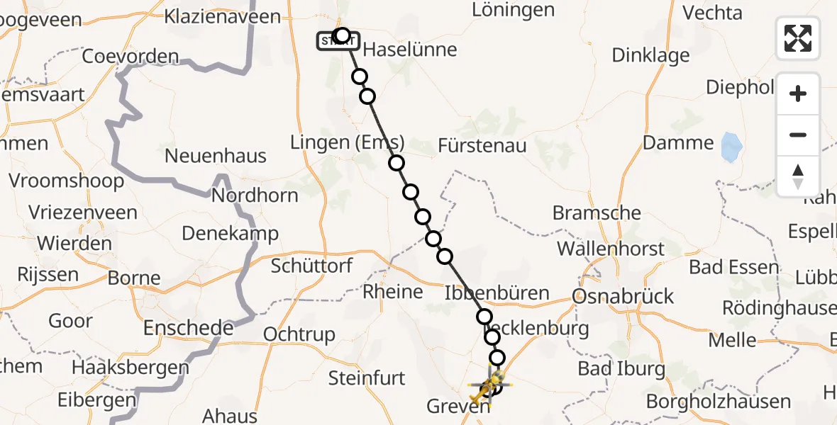 Flugroute Ambulanzhubschrauber Meppen Ludmillenstift Hospital - Christoph  Westfalen-ADAC, 30 Mai 2026, 15:50