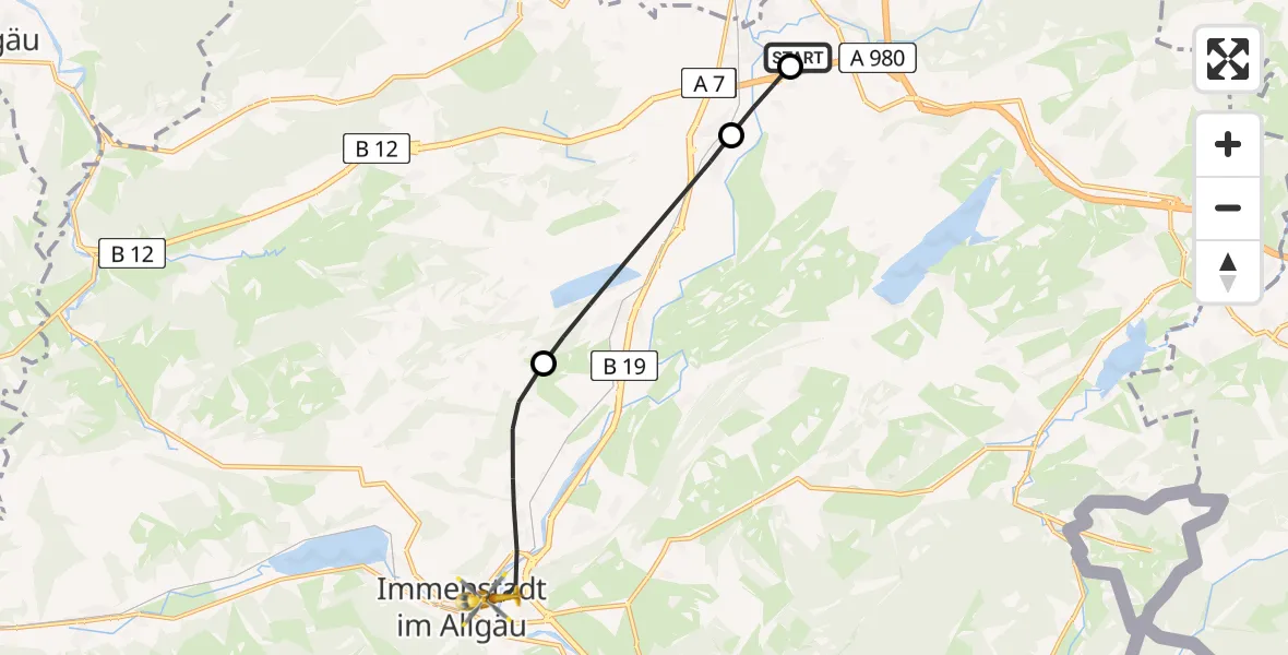 Flugroute Rettungshubschrauber Kempten-Durach Flugplatz - Immenstadt i.Allgäu, 30 Mai 2026, 16:51