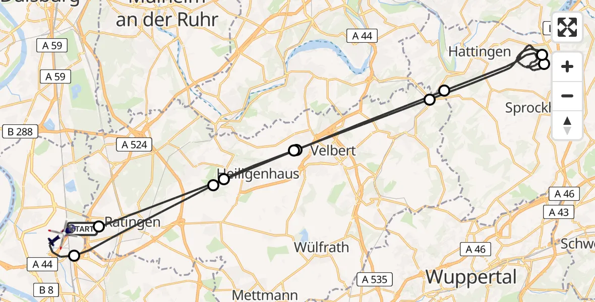 Flugroute Polizeihubschrauber Düsseldorf Flughafen - Düsseldorf Flughafen, 30 Mai 2026, 17:05