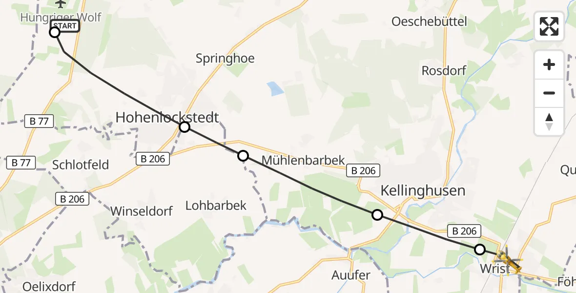 Flugroute Rettungshubschrauber Itzehoe Hungriger Wolf Flugplatz - Wrist, 30 Mai 2026, 17:27
