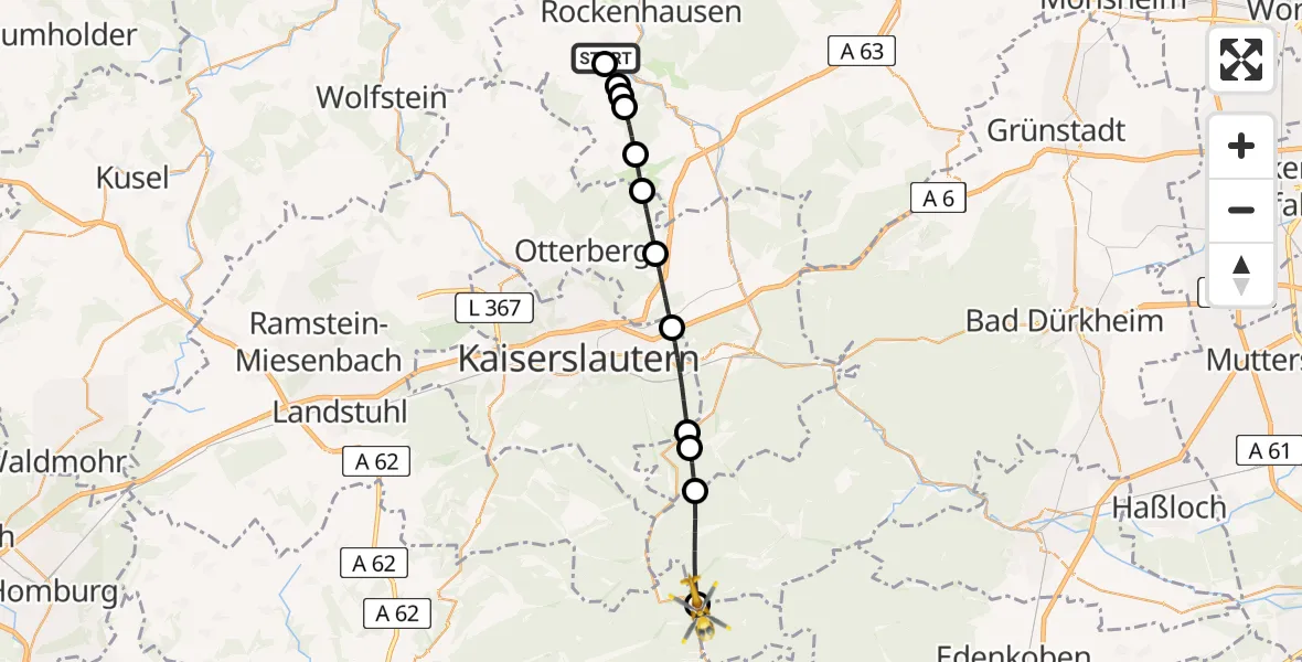 Flugroute Rettungshubschrauber Imsweiler UL - Landau in der Pfalz, 30 Mai 2026, 17:43