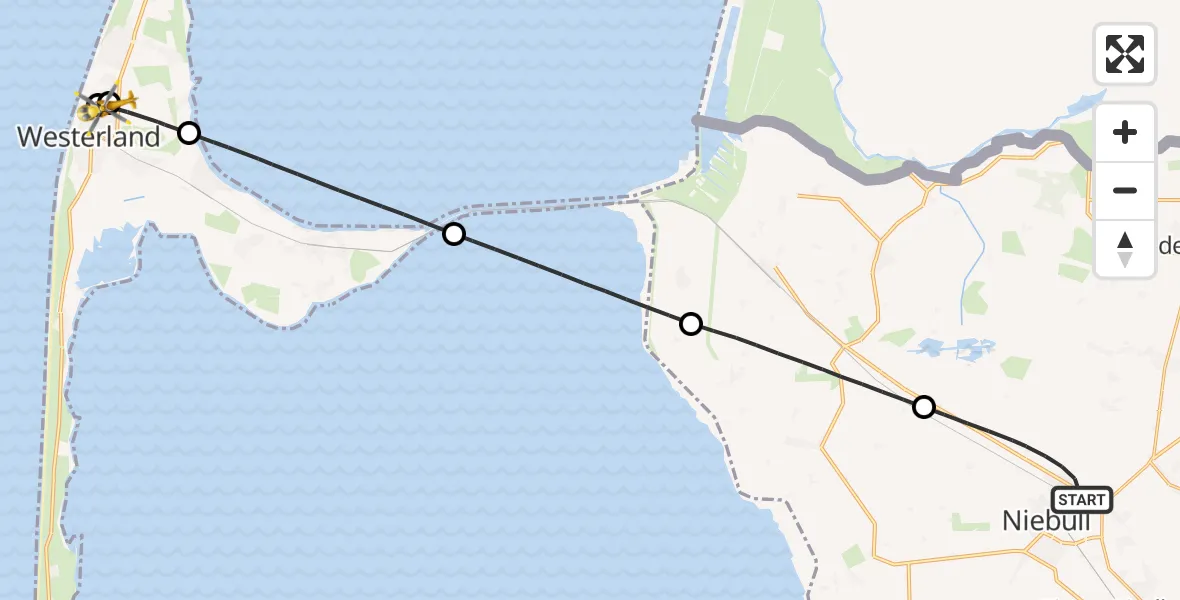 Flugroute Rettungshubschrauber Niebüll - Westerland Sylt Flughafen, 30 Mai 2026, 18:02