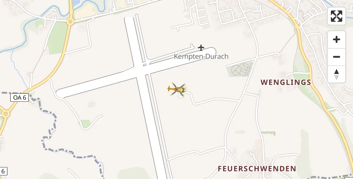 Flugroute Rettungshubschrauber Kempten-Durach Flugplatz - Kempten-Durach Flugplatz, 30 Mai 2026, 19:07