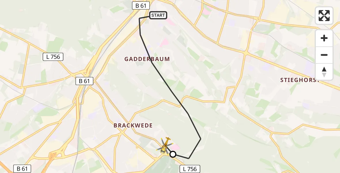 Flugroute Rettungshubschrauber Bielefeld - Luftrettungszentrum Bielefeld, 30 Mai 2026, 19:11