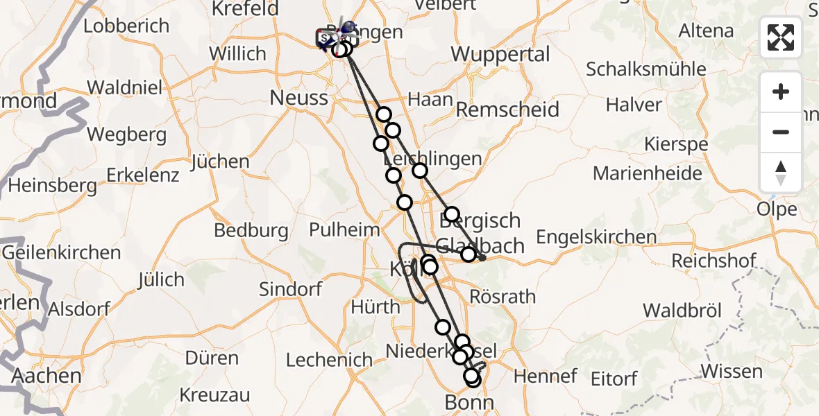 Flugroute Polizeihubschrauber Düsseldorf Flughafen - Düsseldorf Flughafen, 30 Mai 2026, 19:13