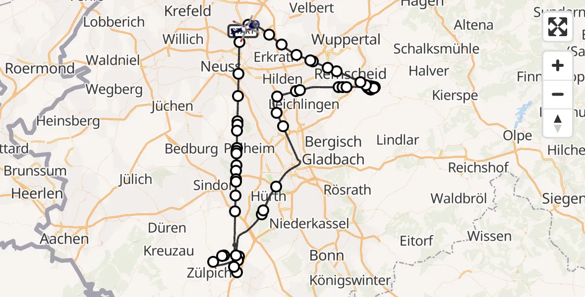 Flugroute Polizeihubschrauber Düsseldorf Flughafen - Düsseldorf Flughafen, 30 Mai 2026, 23:19