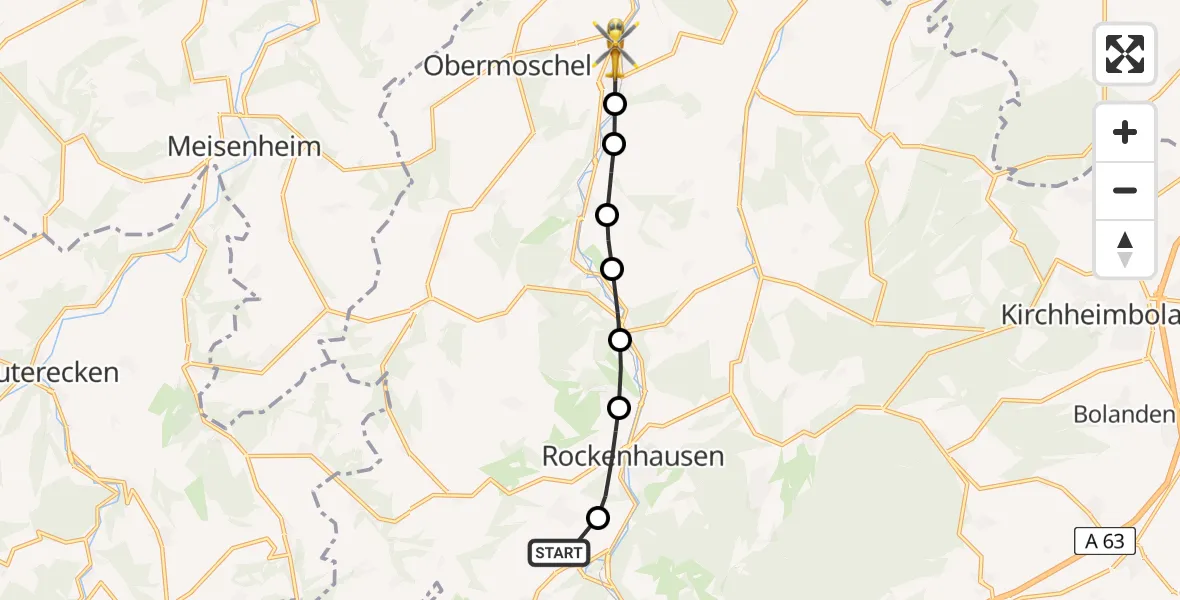 Flugroute Rettungshubschrauber Imsweiler UL - Alsenz, 31 Mai 2026, 06:14