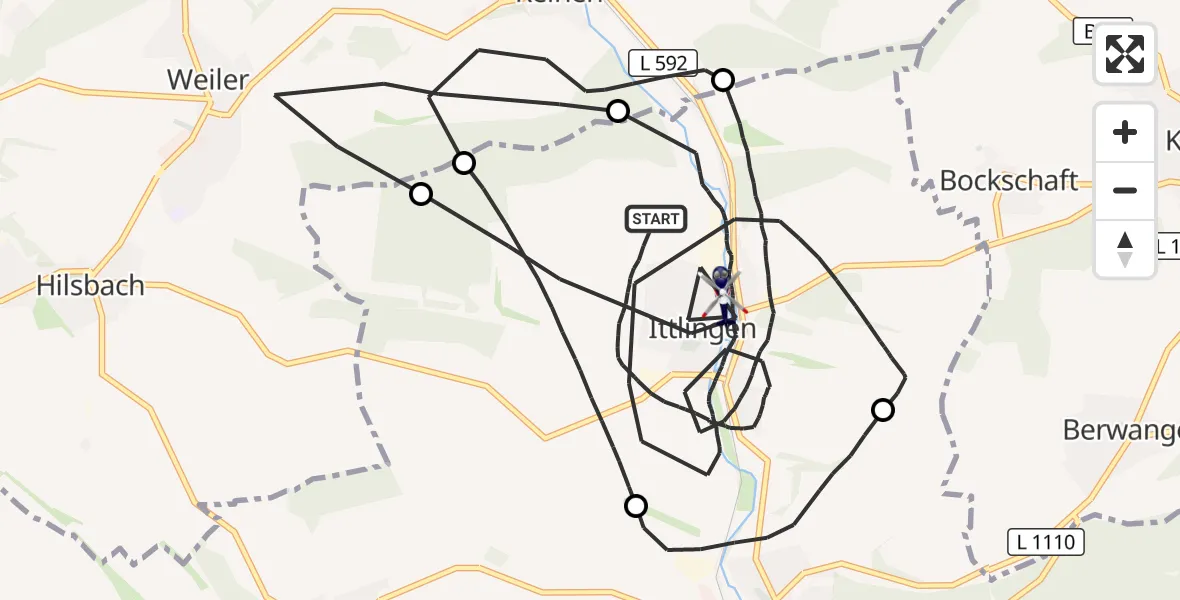 Flugroute Polizeihubschrauber Ittlingen - Ittlingen, 31 Mai 2026, 07:59