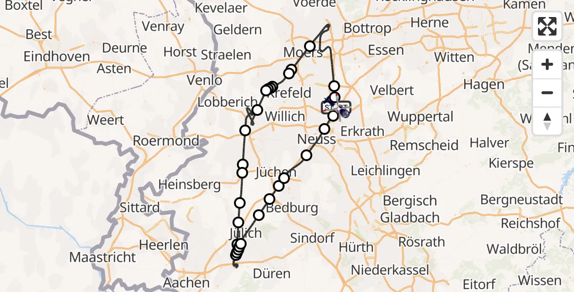 Flugroute Polizeihubschrauber Düsseldorf Flughafen - Düsseldorf Flughafen, 31 Mai 2026, 08:20