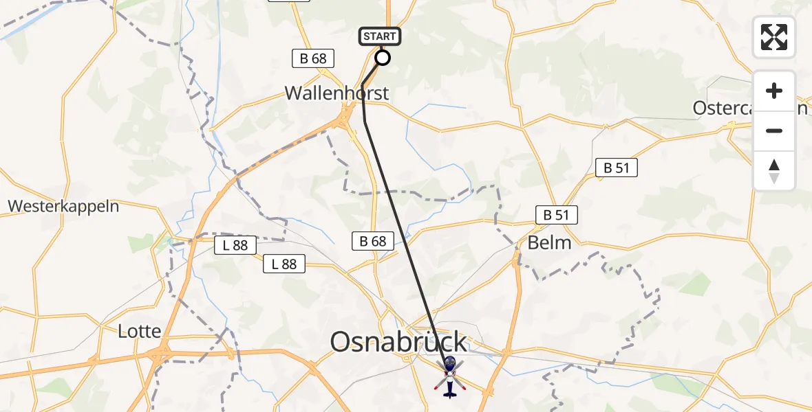 Flugroute Polizeihubschrauber Bramsche - Osnabrück, 31 Mai 2026, 08:28