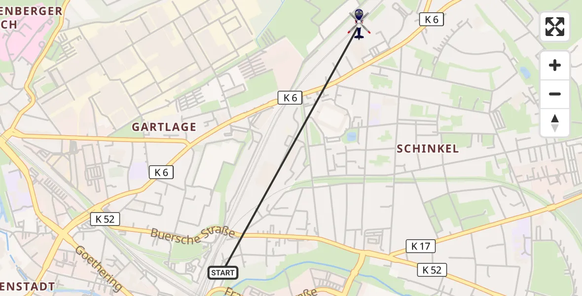 Flugroute Polizeihubschrauber Osnabrück - Osnabrück, 31 Mai 2026, 08:36