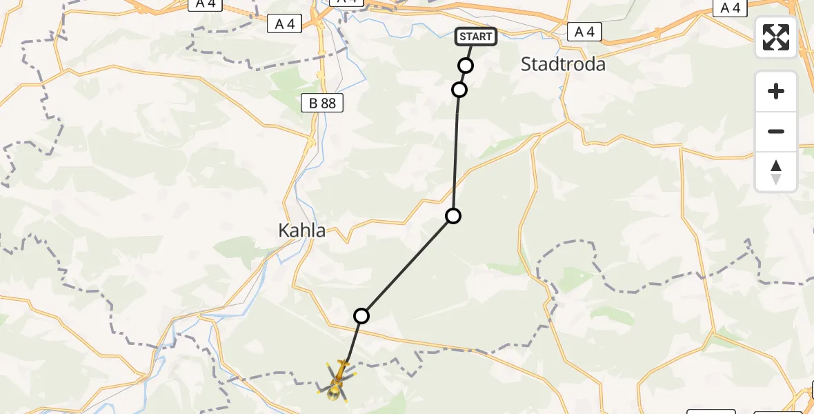 Flugroute Rettungshubschrauber Laasdorf - Hummelshain, 31 Mai 2026, 09:07