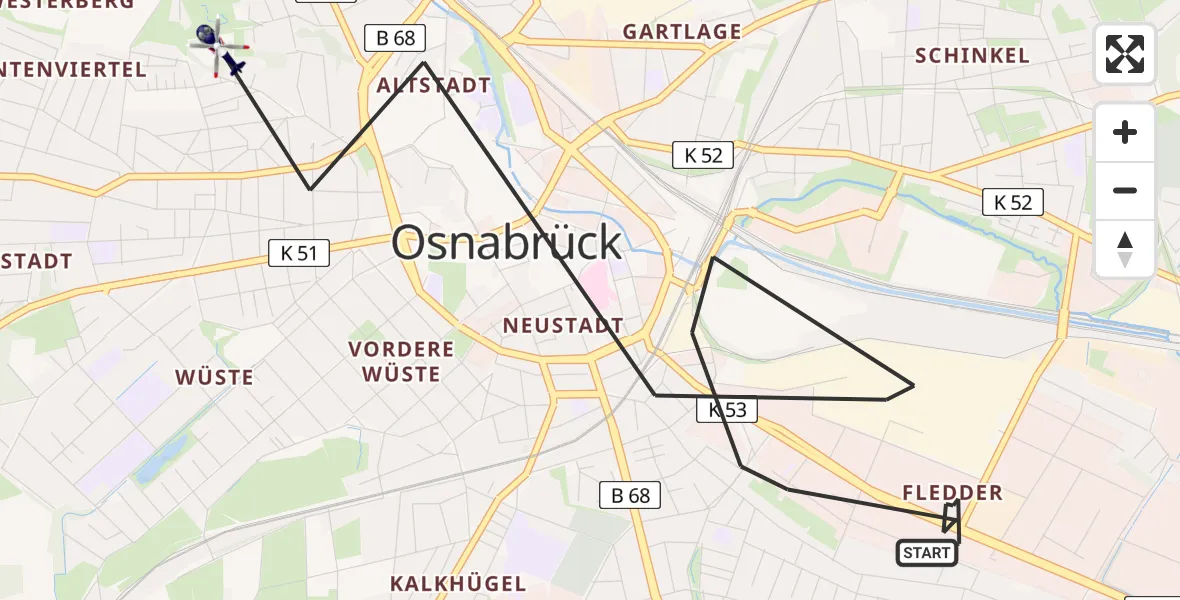 Flugroute Polizeihubschrauber Osnabrück - Osnabrück, 31 Mai 2026, 09:25