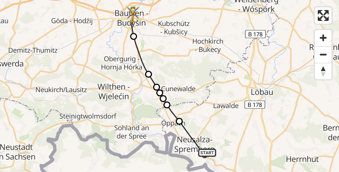 Flugroute Rettungshubschrauber Neusalza-Spremberg - Bautzen, 31 Mai 2026, 10:16