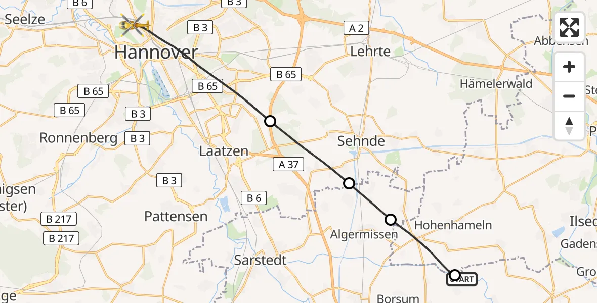 Flugroute Rettungshubschrauber Harsum - Hannover, 31 Mai 2026, 10:49