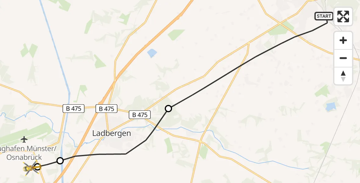 Flugroute Ambulanzhubschrauber Lengerich - Christoph  Westfalen-ADAC, 31 Mai 2026, 11:13