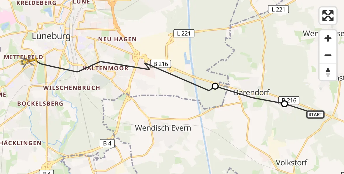 Flugroute Rettungshubschrauber Reinstorf - Lüneburg, 31 Mai 2026, 11:49
