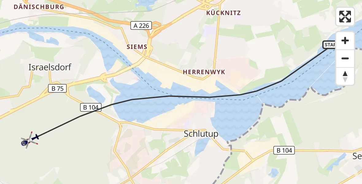 Flugroute Polizeihubschrauber Lübeck - Lübeck, 31 Mai 2026, 12:17
