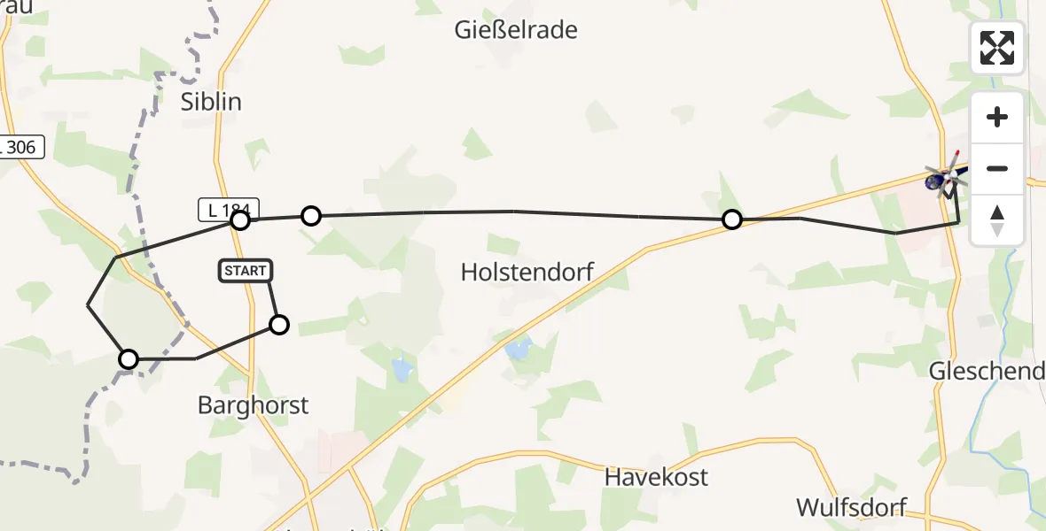 Flugroute Polizeihubschrauber Christoph 12 Luftrettungszentrum - Scharbeutz, 31 Mai 2026, 13:35