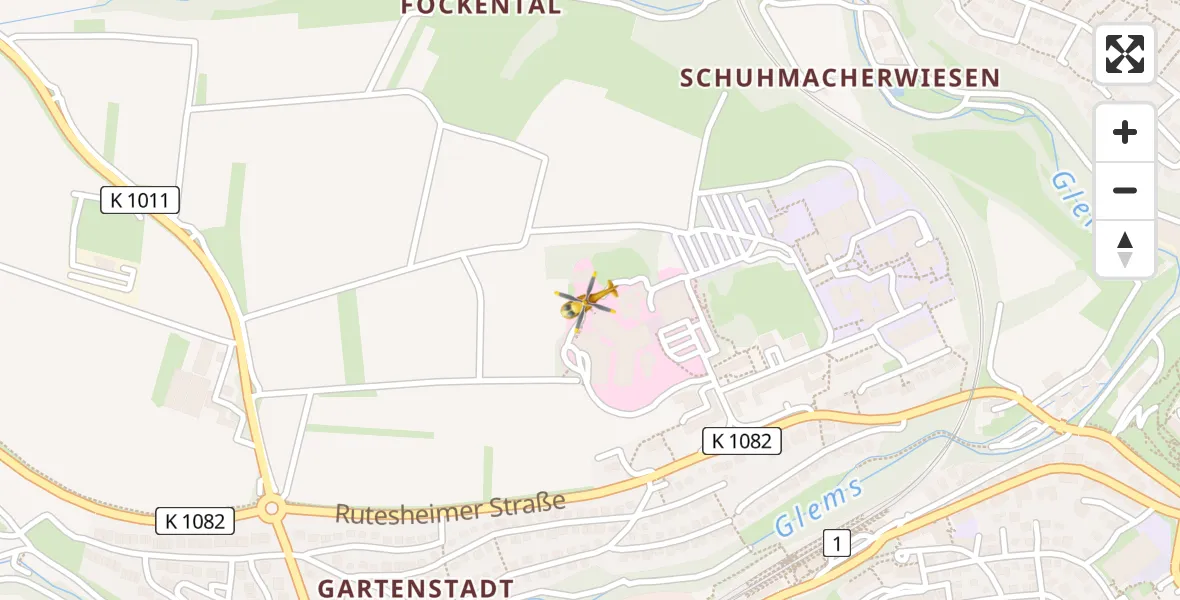 Flugroute Rettungshubschrauber Leonberg Hospital - Leonberg Hospital, 31 Mai 2026, 15:33