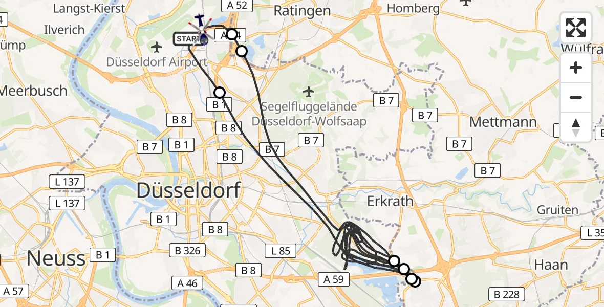 Flugroute Polizeihubschrauber Düsseldorf Flughafen - Düsseldorf Flughafen, 31 Mai 2026, 15:47