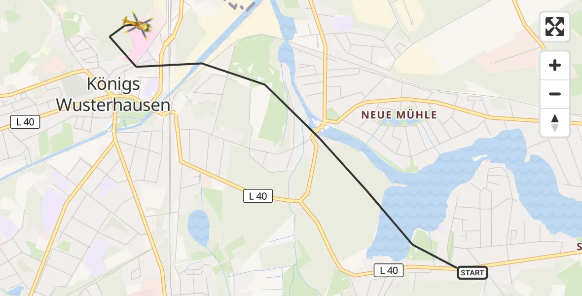Flugroute Rettungshubschrauber Königs Wusterhausen - Königs Wusterhausen, 31 Mai 2026, 16:57