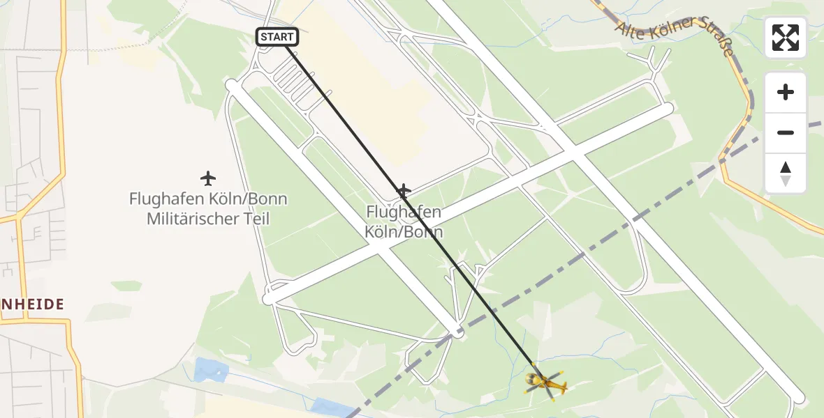 Flugroute Rettungshubschrauber Köln Bonn Flughafen - Köln Bonn Flughafen, 31 Mai 2026, 17:46